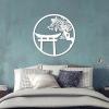 Sakura Metal Wall Art, Cherry Blossom Tree Wall Decor, Japanese Metal Wall Art, Japanese Wall Decor, Geometric Wall Art, Round Metal Wall Decor, Wall Decor Living Room (White, 39 x 39 in / 100x 100cm) view 1
