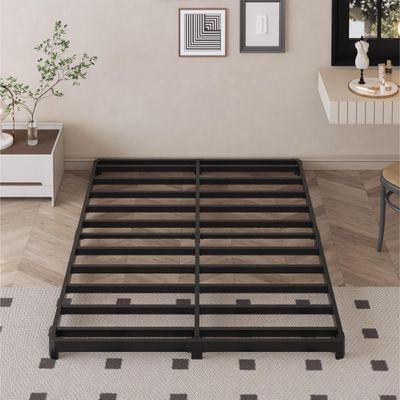 Likelalaso 3 inch Low King Size Bed Frame with Rounded Corner, Heavy Duty Metal, Easy Assembly, Noise Free, Black