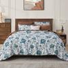 Wonderful Blue Floral Comforter Set King Size, Linen-Like Bedding Sets with Pillow Shams, Flower Bedspread Lightweight Comforter Bed Cover for All Season view 1