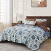 Wonderful Blue Floral Comforter Set King Size, Linen-Like Bedding Sets with Pillow Shams, Flower Bedspread Lightweight Comforter Bed Cover for All Season view 2