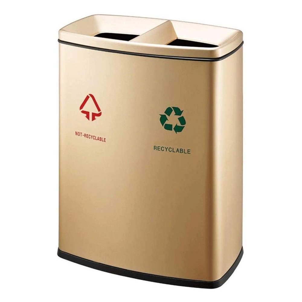 YUJUNDZSW Trash Cabinet Indoor and Outdoor Classification Environmental Protection Trash Can Stainless Steel Commercial Grade Classified Trash Can Mall Park Elevator Double Barrel Trash Can