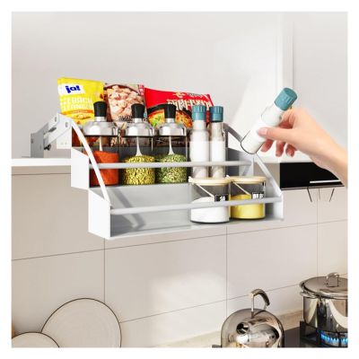 SDdPulse Spice Rack, Organizer Spice Rack,Kitchen Stretch Spice Cabinet, High Cabinet 3-Tier Pull Down Shelf, Metal Storage Shelf, Retractable Large Capacity Shelf, Heavy Duty,