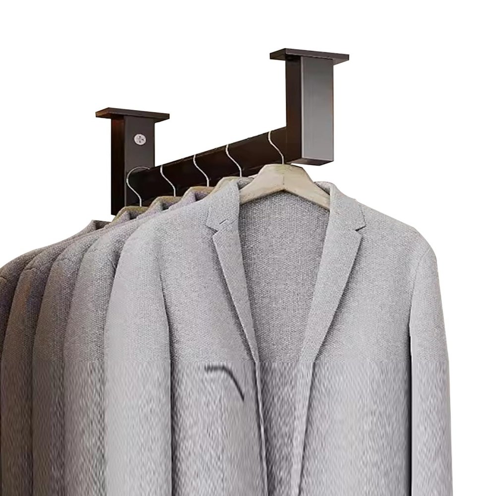 ENHEN Closet Rod Top Mount Metal Closet Rod Holder, Non-Slip Adjustable Garment Rack Bar for Hanging Clothes Heavy Duty, Laundry Room Valet Pole Organizer(40cm/15.7in/1.3ft)