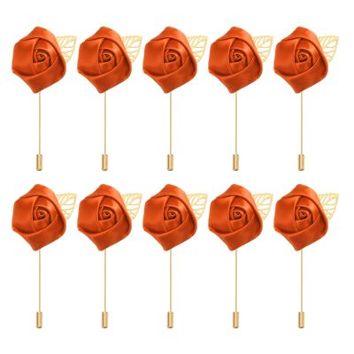 PATIKIL Rose Boutonnieres, 24 Pack Groom Wedding Boutonnieres Pocket Handmade Flower Lapel Pin Boutonnieres for Men Wedding Ceremony Party Prom, Orange