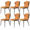 Dining Chairs Set of 6 Modern Microfiber Leather High Back Soft Seat Living Room Chairs Side Chair with Faux Antique Copper Feet (Color:Orange) view 1