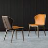 Dining Chairs Set of 6 Modern Microfiber Leather High Back Soft Seat Living Room Chairs Side Chair with Faux Antique Copper Feet (Color:Orange) view 2