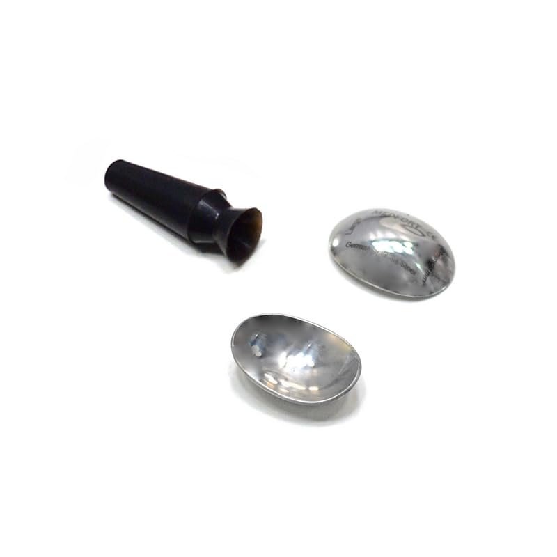Medfort-Instruments Corneal Eye Shield Protector, Stainless Steel with Suction Pump, 29mm X 21mm (Large), Set of 3