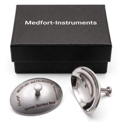 Medfort-Instruments Corneal Eye Shield Protector, Stainless Steel with Holding Point, 32mm X 21mm (X-Large), Set of 2