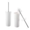 Decorative Plastic Toilet Bowl Brush and Holder Set, White (2 Pack) Cleaner Scrubber for Bathroom - Ribbed Design view 1