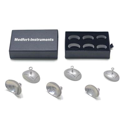 Medfort-Instruments Corneal Eye Shield Protector Stainless Steel, Set of 3 Pairs: Small 26x17mm, Large 29x21mm, X-Large 32x21mm