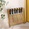 Folding Luggage Rack with Bottom Shelf,Folding Luggage Rack for Guest Room with 6 Black Nylon Straps Suitcase Rack for Bedroom,Guest Room,Hotel Wood Color view 3