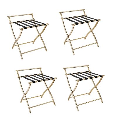 Luggage Rack for Guest Room - Suitcase Stand, Hotel Foldable Golden Solid Metal Luggage Rack, Suitcase Stand with Nylon Straps, for Hotel, Bedroom, Guest Room, Closet, 52X52X65CM