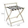 Luggage Rack for Guest Room - Suitcase Stand, Hotel Foldable Golden Solid Metal Luggage Rack, Suitcase Stand with Nylon Straps, for Hotel, Bedroom, Guest Room, Closet, 52X52X65CM view 2