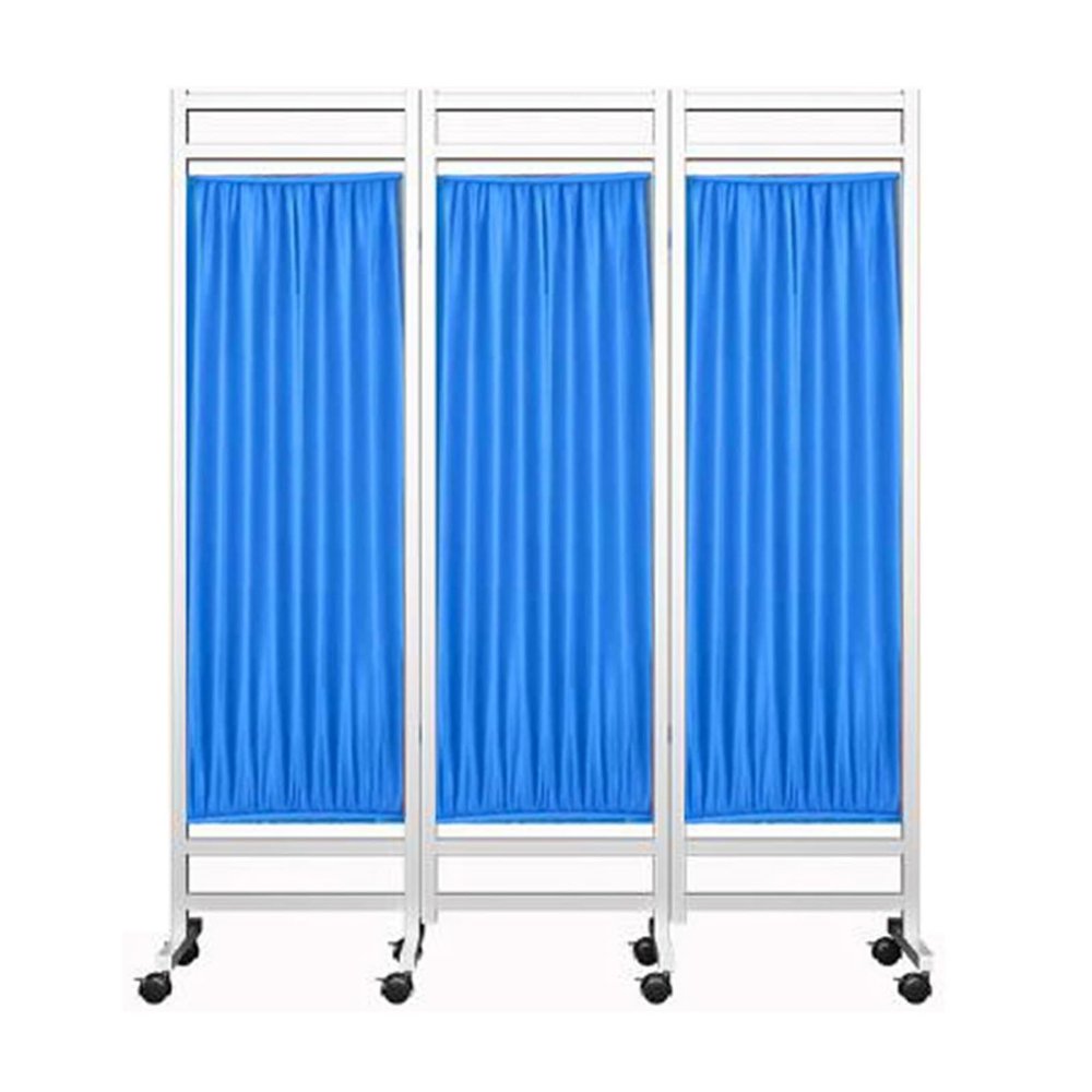 3-8 Panels Medical Privacy Screen,Folding Room Seperating Divider,6Ft High Standing Door Partition with Wheels,Ideal for Ward/Clinic/Patient/Exam(Blue,3-Panel)