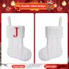 Pxniy Mini White Knit Stocking,8.5 Inches Initial Monogram EmbroideWhite Christmas Stocking,Family Fireplace Hanging Ornament Xmas Holiday Decor Gift-Letter G view 3