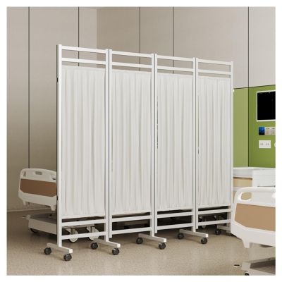 3-8 Panels Medical Privacy Screen,Folding Room Seperating Divider,6Ft High Standing Door Partition with Wheels,Ideal for Ward/Clinic/Patient/Exam(White,4-Panel)