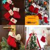 Pxniy Mini Red Knit Stocking,8.5 Inches Initial Monogram Embroidered Christmas Stocking,Family Fireplace Hanging Ornament Xmas Holiday Decor Gift-Letter L view 4