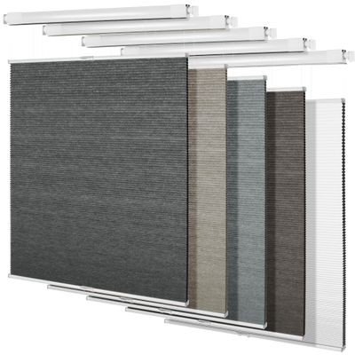 BERISSA Top Down Bottom Up Cellular Shades No Tools No Drill Blinds for Windows Stripe Jacquard Fabric Cordless shades for Indoor Windows Easy to Install Cellular Blinds For Office(69"W x 56"H)Black
