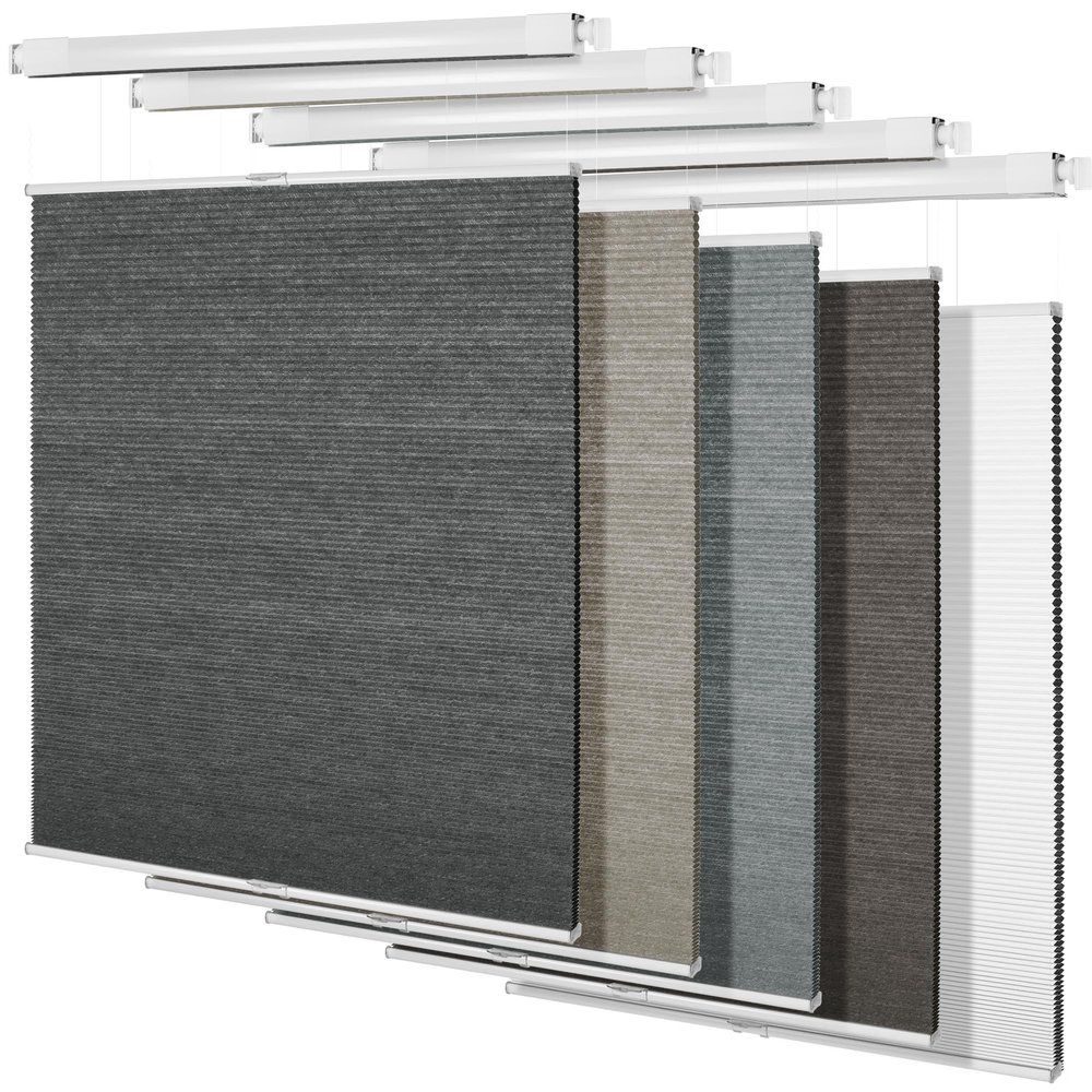 BERISSA Top Down Bottom Up Cellular Shades No Tools No Drill Blinds for Windows Stripe Jacquard Fabric Cordless shades for Indoor Windows Easy to Install Cellular Blinds For Office(69"W x 56"H)Black