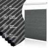 BERISSA Top Down Bottom Up Cellular Shades No Tools No Drill Blinds for Windows Stripe Jacquard Fabric Cordless shades for Indoor Windows Easy to Install Cellular Blinds For Office(69"W x 56"H)Black view 3