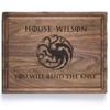 WGB Personalized Cutting Board, Custom House Targaryen-Wedding, Anniversary or Housewarming Gift Idea, Wood Engraved Charcuterie, for Newlyweds and Couples (Three dragons) view 1
