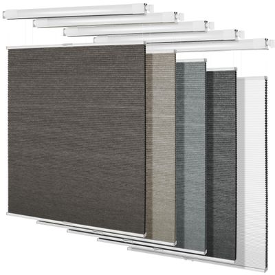 BERISSA Top Down Bottom Up Cellular Shades No Tools No Drill Blinds for Windows Stripe Jacquard Fabric Cordless shades for Indoor Windows Easy to Install Cellular Blinds For Office(49.5"W x 72"H)Brown