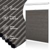 BERISSA Top Down Bottom Up Cellular Shades No Tools No Drill Blinds for Windows Stripe Jacquard Fabric Cordless shades for Indoor Windows Easy to Install Cellular Blinds For Office(49.5"W x 72"H)Brown view 3