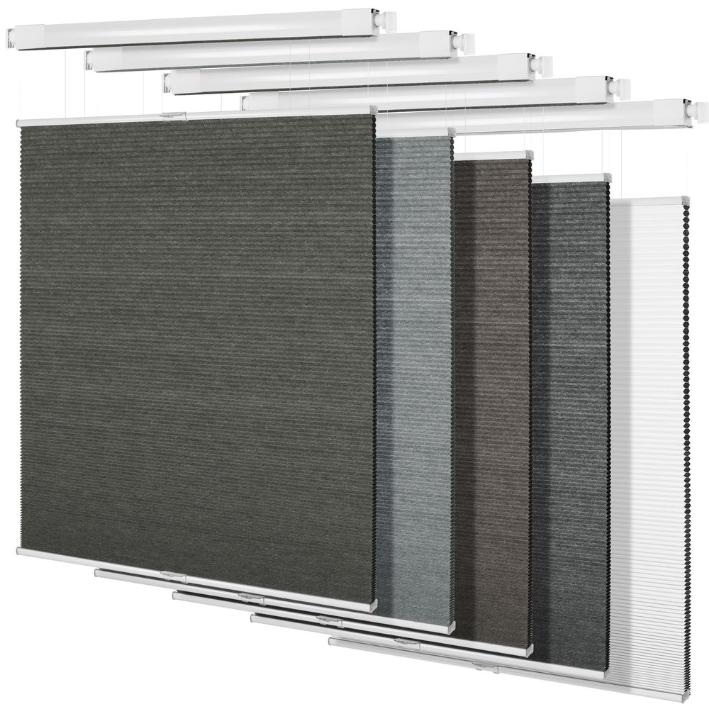 BERISSA Top Down Bottom Up Cellular Shades No Tools No Drill Blinds for Windows Stripe Jacquard Fabric Cordless shades for Indoor Windows Easy to Install Cellular Blinds For Office(40.5"W x 39"H)Gray