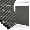 BERISSA Top Down Bottom Up Cellular Shades No Tools No Drill Blinds for Windows Stripe Jacquard Fabric Cordless shades for Indoor Windows Easy to Install Cellular Blinds For Office(40.5"W x 39"H)Gray view 3