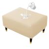 ZRCYXDW PU Leather Ottoman Cover, Waterproof Square Footrest Stool Cover Stretch Storage Ottoman Slipcover Non Slip Furniture Protector Foot Stool Cover for Living Room-Cream Color-Small view 1