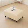 ZRCYXDW PU Leather Ottoman Cover, Waterproof Square Footrest Stool Cover Stretch Storage Ottoman Slipcover Non Slip Furniture Protector Foot Stool Cover for Living Room-Cream Color-Small view 2