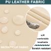 ZRCYXDW PU Leather Ottoman Cover, Waterproof Square Footrest Stool Cover Stretch Storage Ottoman Slipcover Non Slip Furniture Protector Foot Stool Cover for Living Room-Cream Color-Small view 3