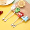 ONUIFIKE Silverware Set, 1/4/6/8/10pcs Creative Small Spoon Cartoon Stainless Steel Coffee Stirring Spoon Dessert Spoon Gift Spoon, Home Cutlery Flatware Set(Green,10Pcs) view 3