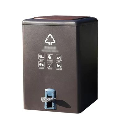 YUXING1205 Outdoor Trash Can Foot-Operated Trash Can with Lid, Outdoor Trash Can, Large Capacity Commercial Classified Garbage Can, 100L/26.4 Gallons Outside Trash Bin(Dark Brown), wanghairong158