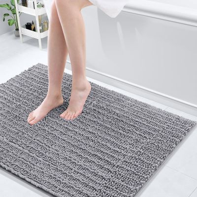 Arotive Luxury Bathroom Rugs 40x32, Extra Soft Thick Absorbent Shaggy Chenille Bath Rugs, Non-Slip Machine Wash Dry, Bath Mats for Bathroom Floor, Tub and Shower, Home Decor Accessories, Grey