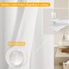 Jowels No Hooks Needed Linen Shower Curtain and Liner Set,White Hotel Luxury Decor Shower Curtains for Bathroom with See Through Top Window,Water Resistant Fabric,72Wx84L,White view 4