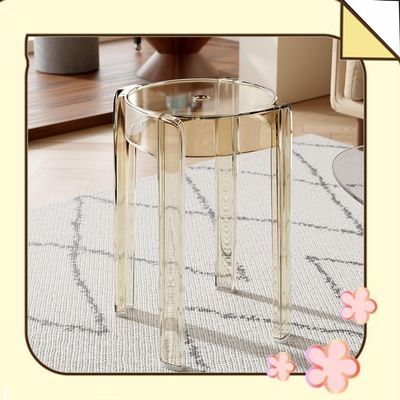 ZYXQQJ Transparent Bar Stool Stackable Tall Stools Acrylic Counter Height Stool Backless Modern Kitchen Dining Chair 45cm/18in(Platinum)
