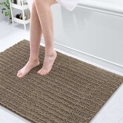 Arotive Luxury Bathroom Rugs 40x32, Extra Soft Thick Absorbent Shaggy Chenille Bath Rugs, Non-Slip Machine Wash Dry, Bath Mats for Bathroom Floor, Tub and Shower, Home Decor Accessories, Camel