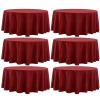Aocoz Round Tablecloth 120 Inch Tablecloth 6 Pack Red Table Cloths Washable Decorative Linen Polyester TableClothes Cover for Dining Table Banquets Buffet Parties and Wedding view 1