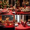 Aocoz Round Tablecloth 120 Inch Tablecloth 6 Pack Red Table Cloths Washable Decorative Linen Polyester TableClothes Cover for Dining Table Banquets Buffet Parties and Wedding view 3