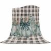 Thanksgiving Green Pumpkin Throw Blankets Gifts, Soft Flannel Fleece Microfiber Blankets, Plaid Buffalo Checkered Eucalyptus Leaves Warm Bed Blanket Throws for Chair Sofa Couch Bedroom Camper 40x50 in view 1