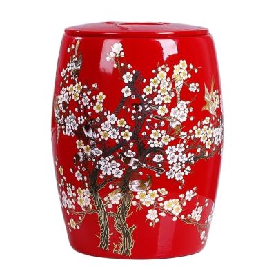 Rice Storage Containe with Lid Rice Storage Bins Ceramic Rice Bucket Rice Storage Box Large Food Storage Container for Rice, Flour, Pet Food(Red,5KG)