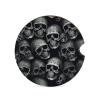 Black Skull Car Coasters Waterproof Anti Slip Car Cup Holder Drink Coasters with Finger Slot Auto Accessories for Women Men view 1