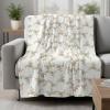 Pink Green Flower Floral Throw Blankets Gifts, Soft Flannel Fleece Microfiber Blankets, Country French Romantic Botanical Warm Bed Blanket Throws for Chair Sofa Couch Bedroom Camper 50x80 in view 2