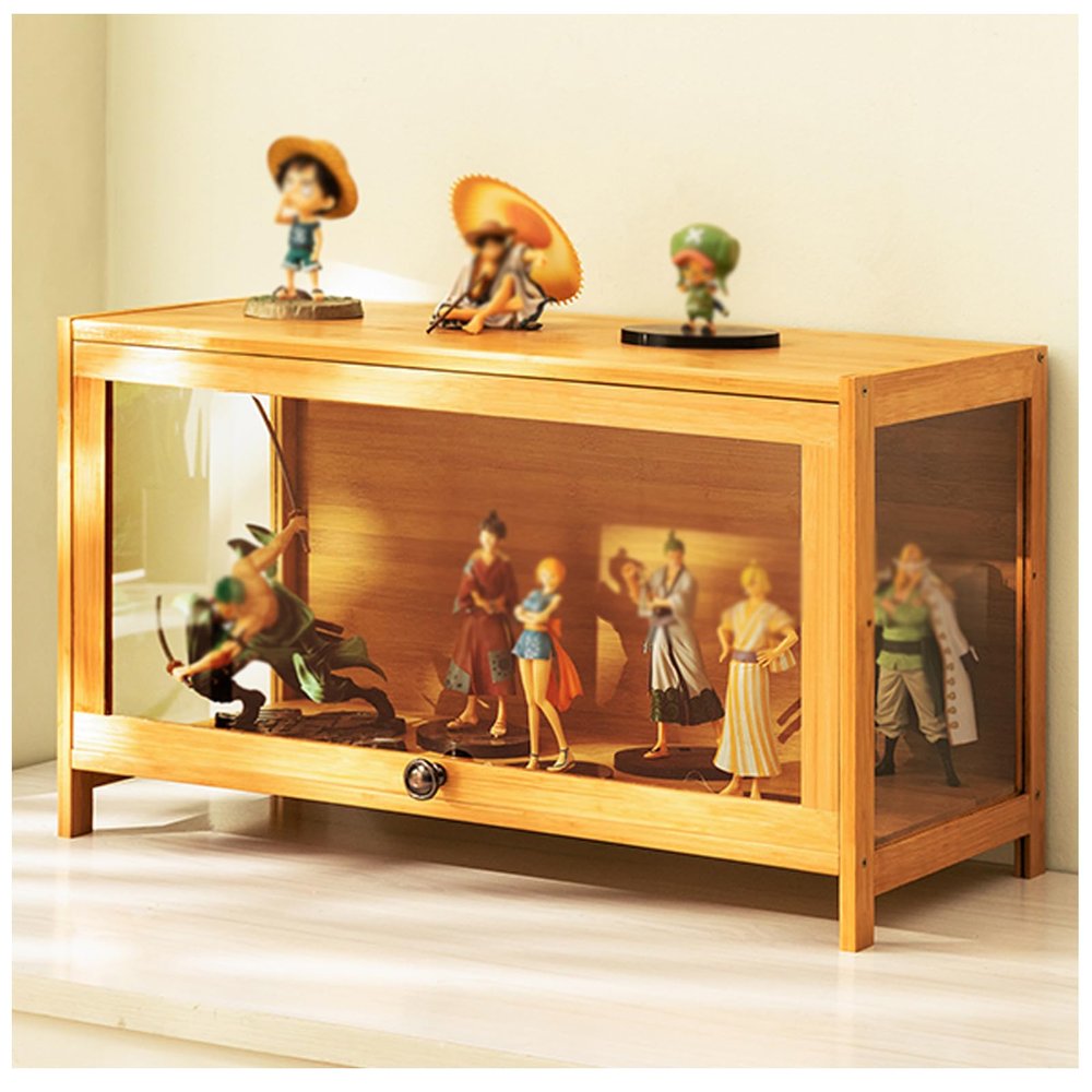 Display Case Cabinet Stand, Reversible Doors, Display Shelves for Collectibles, Gemstone, Figures, Minifigures Anime Figure and Mini Toys Display Cabinet,7040cm/27.515.7in