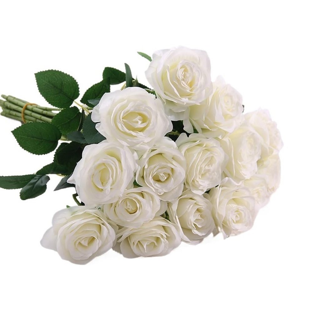 URGDWEKJY Artificial Flowers for Decoration Single Rose Bouquet Artificial Flower Indoor Fake Flower Living Room Display Wedding Vase Flower Arrangement Artificial Plants & Flowers(D)