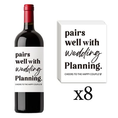 8 Pcs Wedding Wine Labels - Bridal Shower Gifts for Couples 2024, Wine Bottle Stickers & Decorations