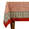 60x90 Inches Rectangle Hand Block Printed Cotton Tablecloth, Red Black Floral Table Cloths Washable, Indian Table Linen for Valentine Thanksgiving Gifts Home Decor Dinning Outdoor view 1