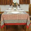60x90 Inches Rectangle Hand Block Printed Cotton Tablecloth, Red Black Floral Table Cloths Washable, Indian Table Linen for Valentine Thanksgiving Gifts Home Decor Dinning Outdoor view 3