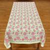 80x120 Inches Rectangle Hand Block Printed Cotton Tablecloth, Pink Green Floral Table Cloths Washable, Indian Table Linen for Valentine Thanksgiving Gifts Home Decor Dinning Outdoor view 2